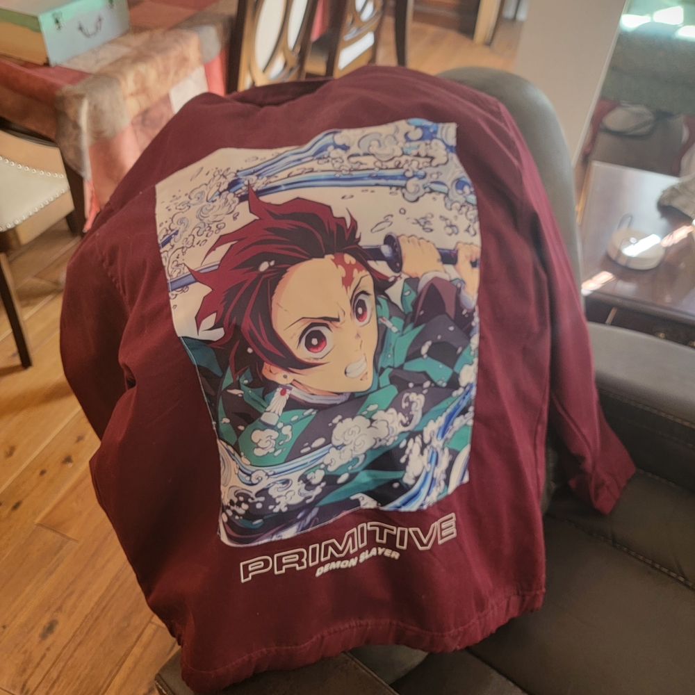 Primitive Maroon Anime Graphic Jacket